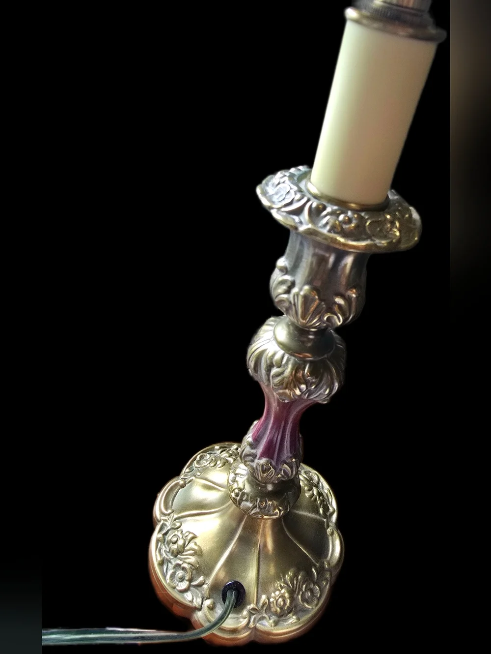 Vintage Ornate Brass Candlestick Table Lamp | Hollywood Regency Design